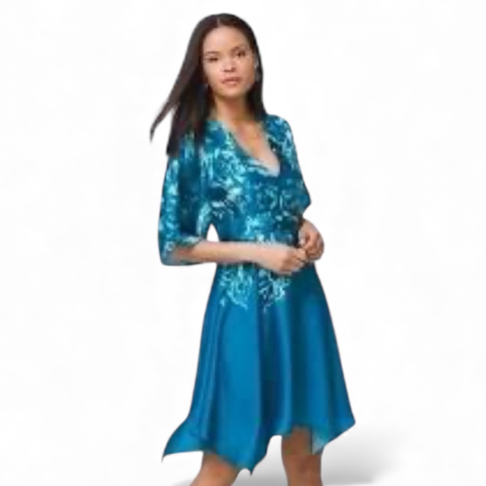 White House Black Market Asymmetrical Turquoise Dress Women’s Size 4